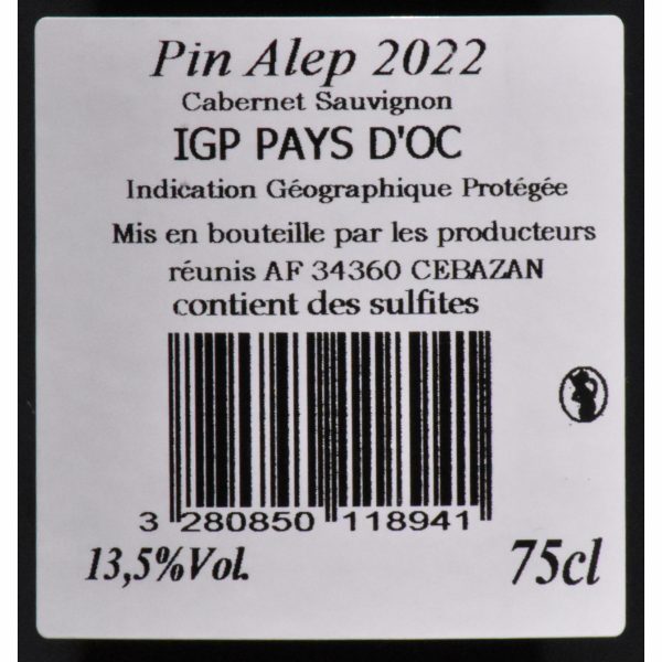 IGP Oc Pin Alep Cabernet Sauvignon